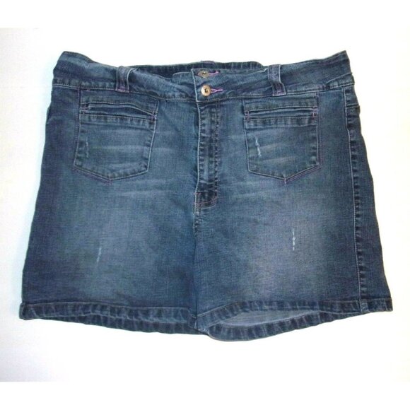 Leemo USA Jeans Vintage Denim Blue Shorts High Waist Juniors Plus Size 21/22 - Picture 1 of 4